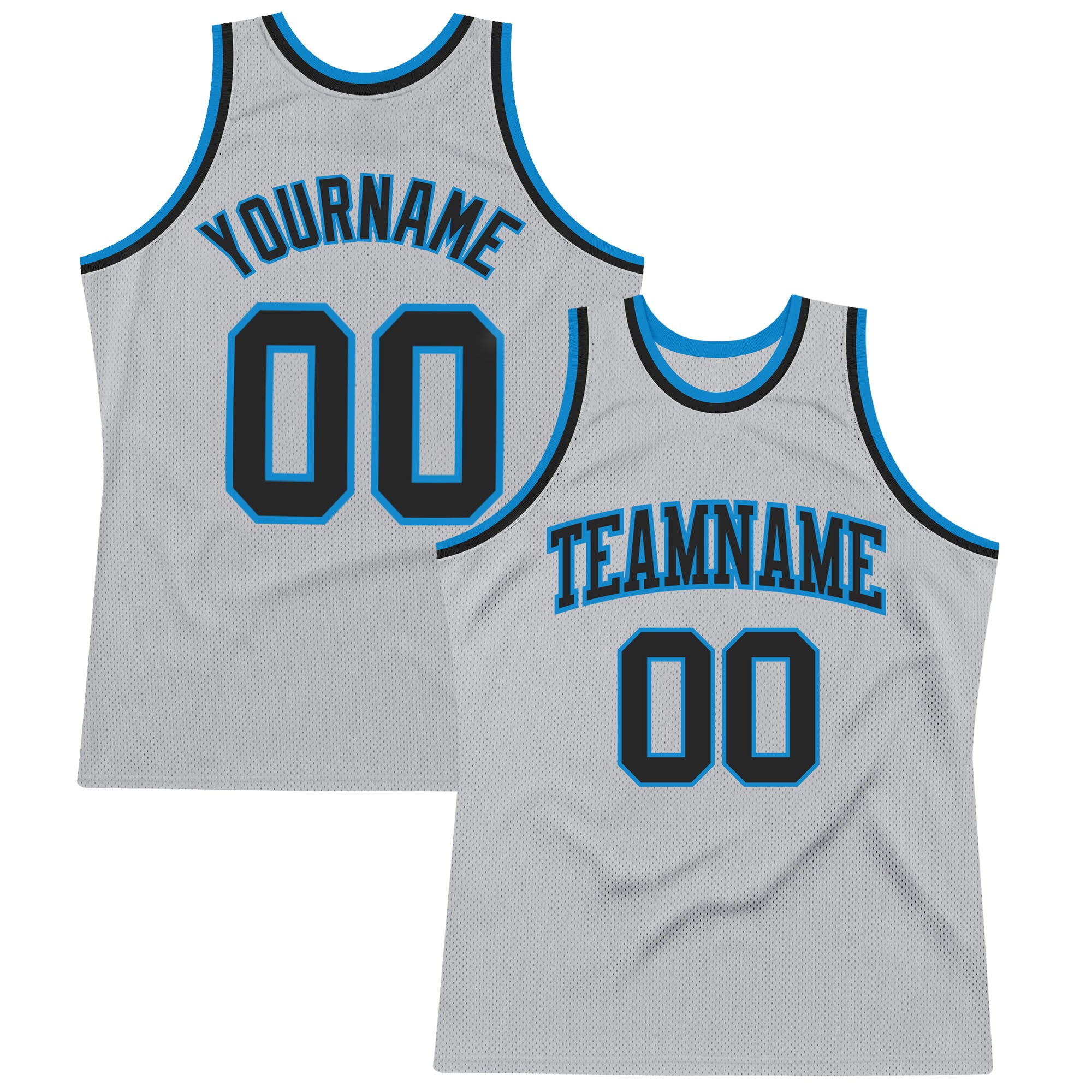 Custom Name and Number Authentic Basketball Jersey - Personalized Gray Black-Blue Throwback Style Personalized Gray Black-Blue