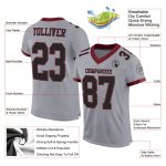 Custom Name Number Football Jersey - Personalized Gray Black Burgundy Authentic Mesh Team Apparel Personalized Gray Black-Burgundy