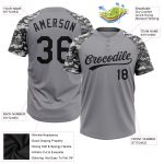 Custom Name and Number Gray Black Camo 3D Pattern Unisex Softball Jersey - Personalized Team Apparel Personalized Gray Black-Camo