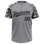 Custom Name and Number Gray Black Camo 3D Pattern Unisex Softball Jersey - Personalized Team Apparel Personalized Gray Black-Camo