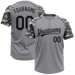 Custom Name and Number Gray Black Camo 3D Pattern Unisex Softball Jersey - Personalized Team Apparel Personalized Gray Black-Camo
