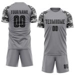 Custom Name Number Gray Black Camo Soccer Jersey Uniform Personalized Team Apparel Personalized Gray Black-Camo Sublimation