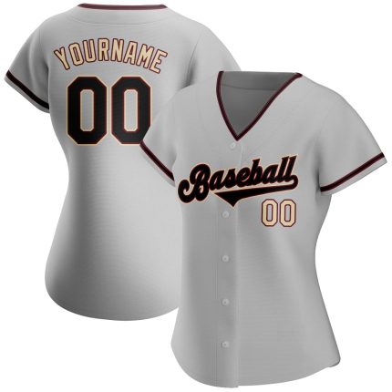 Custom Name & Number Authentic Gray Black-City Baseball Jersey - Personalized Team Apparel Personalized Gray Black-City Cream