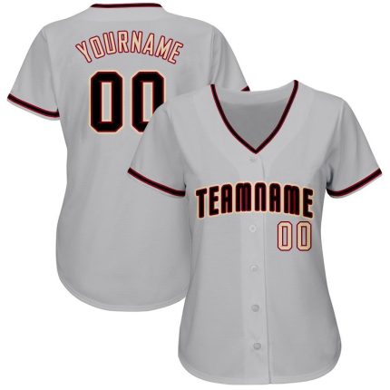 Custom Name and Number Baseball Jersey in Gray Black-City Cream - Personalized Team Apparel Personalized Gray Black-City