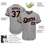 Personalized Gray Black Crimson Baseball Jersey for Men and Women, Authentic Design Personalized Gray Black-Crimson Authentic