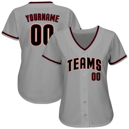 Custom Gray Black Crimson Baseball Jersey - Personalized Name & Number, Team Authentic Personalized Gray Black-Crimson Authentic