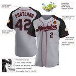 Custom Name Number Gray Black Crimson Baseball Jersey Personalized Raglan Sleeves Authentic Personalized Gray Black-Crimson