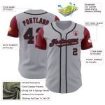Custom Name Number Baseball Jersey - Personalized Two Tone Gray Black Crimson Authentic Team Personalized Gray Black-Crimson