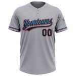 Custom Name Number Unisex Two-Button Softball Jersey Gray Black Electric Blue Orange Personalized Gray Black Electric Blue-Orange