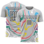 Custom Soccer Jersey with Personalized Name & Number - Gray Black Fluid Shapes Design Team Uniform Personalized Gray Black