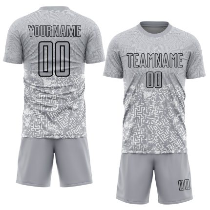 Custom Soccer Jersey with Personalized Name and Number - Gray Black Geometric Shapes Uniform Personalized Gray Black Geometric