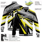 Custom Name and Number 3D Pattern Gray Black-Gold Bomber Varsity Letterman Jacket Personalized Gray Black-Gold 3D Pattern