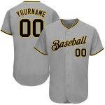 Custom Name Number Personalized Baseball Jersey Gray Black Gold Authentic Team Personalized Gray Black-Gold Authentic Baseball
