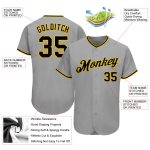 Custom Name Number Personalized Baseball Jersey Gray Black Gold Authentic Team Personalized Gray Black-Gold Authentic Baseball
