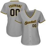 Custom Name Number Personalized Baseball Jersey Gray Black Gold Authentic Team Personalized Gray Black-Gold Authentic Baseball