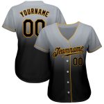 Custom Name and Number Personalized Gray Black-Gold Baseball Jersey - Authentic Fade Fashion Team Jersey Personalized Gray