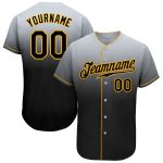 Custom Name and Number Personalized Gray Black-Gold Baseball Jersey - Authentic Fade Fashion Team Jersey Personalized Gray