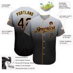 Custom Name and Number Personalized Gray Black-Gold Baseball Jersey - Authentic Fade Fashion Team Jersey Personalized Gray