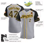 Custom Personalized Baseball Jersey with Gray Black and Gold Raglan Sleeves - Team Name and Number Personalized Gray Black-Gold