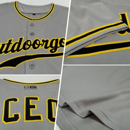 Custom Name Number Personalized Baseball Jersey Gray Black Gold Sleeveless Authentic Team Jersey Personalized Gray Black-Gold