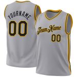 Personalized Black Gold Gray Throwback Basketball Jersey Authentic Design Personalized Gray Black-Gold Authentic Throwback