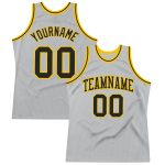 Custom Personalized Basketball Jersey - Gray Black Gold Authentic Throwback with Name and Number Personalized Gray Black-Gold