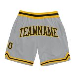 Custom Name Number Basketball Shorts - Personalized Gray Black-Gold Authentic Throwback Design Personalized Gray Black-Gold