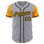 Custom Name and Number Gray Black-Gold Two Tone Baseball Jersey - Personalized Authentic Team Jersey Personalized Gray Black-Gold