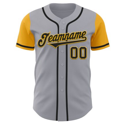 Custom Name and Number Gray Black-Gold Two Tone Baseball Jersey - Personalized Authentic Team Jersey Personalized Gray Black-Gold
