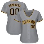 Custom Team Name and Number Baseball Jersey - Personalized Gray Black-Gold Design Personalized Gray Black-Gold Baseball Jersey