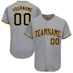 Custom Team Name and Number Baseball Jersey - Personalized Gray Black-Gold Design Personalized Gray Black-Gold Baseball Jersey