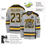 Personalized Hockey Jersey in Gray Black and Gold - Custom Team Design Personalized Gray Black-Gold Hockey Jersey