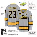 Custom Name Number Hockey Jersey - Personalized Gray Black Gold Team Jersey Personalized Gray Black-Gold Hockey Jersey Team