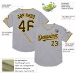 Custom Name Number Gray Black Gold Mesh Baseball Jersey - Personalized Authentic Throwback Team Jersey Personalized Gray