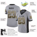 Custom Personalized Football Jersey - Gray Black Gold Mesh with Team Name & Number Personalized Gray Black-Gold Mesh Drift
