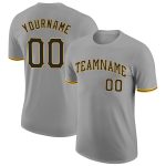Custom Performance T-Shirt with Personalized Name and Number - Gray Black-Gold Team Apparel Personalized Gray Black-Gold