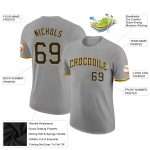 Custom Performance T-Shirt with Personalized Name and Number - Gray Black-Gold Team Apparel Personalized Gray Black-Gold