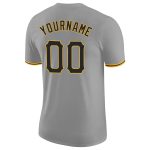 Custom Performance T-Shirt with Personalized Name and Number - Gray Black-Gold Team Apparel Personalized Gray Black-Gold