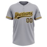 Personalized Unisex Softball Jersey Gray Black-Gold Two-Button Design Personalized Gray Black-Gold Two-Button Unisex Softball