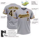 Personalized Unisex Softball Jersey Gray Black-Gold Two-Button Design Personalized Gray Black-Gold Two-Button Unisex Softball