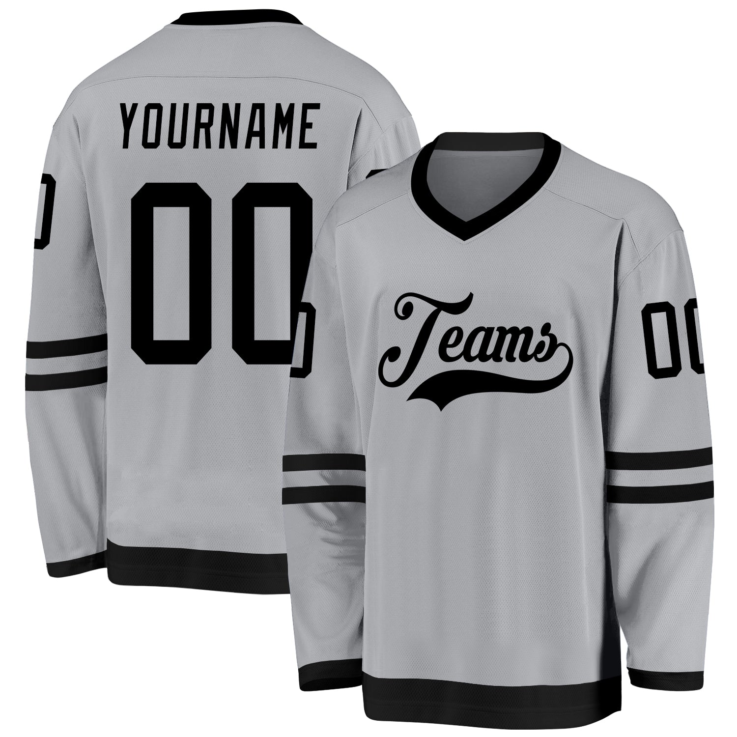 Custom Name and Number Gray Black Hockey Jersey - Personalized Team Jersey Personalized Gray Black Hockey Jersey Team Custom