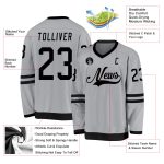 Custom Name and Number Gray Black Hockey Jersey - Personalized Team Jersey Personalized Gray Black Hockey Jersey Team Custom
