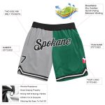 Custom Authentic Basketball Shorts with Name and Number - Gray Black Kelly Green Throwback Split Fashion Personalized Gray