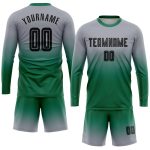 Custom Name Number Soccer Jersey - Personalized Long Sleeve Fade Gray Black Kelly Green Uniform Personalized Gray Black-Kelly