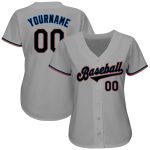 Custom Name Number Personalized Baseball Jersey Gray Black Light Blue Authentic Team Personalized Gray Black-Light Blue Authentic