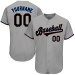 Custom Name Number Personalized Baseball Jersey Gray Black Light Blue Authentic Team Personalized Gray Black-Light Blue Authentic