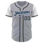 Custom Two Tone Baseball Jersey - Personalized Gray Black Light Blue with Name and Number Personalized Gray Black-Light Blue