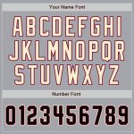 Custom Team Name and Number Bomber Varsity Jacket in Gray Black Maroon Cream - Full-Snap Letterman Style Personalized Gray