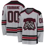 Personalized Hockey Jersey - Gray Black and Maroon Color Options Personalized Gray Black-Maroon Hockey Jersey