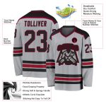 Personalized Hockey Jersey - Gray Black and Maroon Color Options Personalized Gray Black-Maroon Hockey Jersey